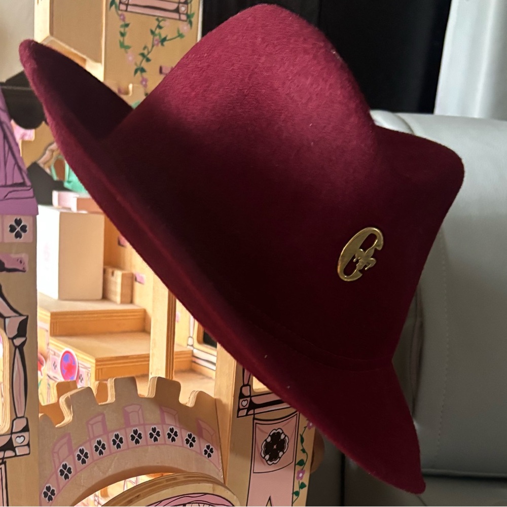 Conte of Florence Elegant Burgundy Women's Wool Panama Hat 58cm 23"